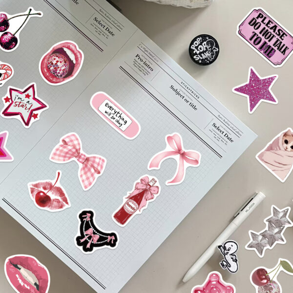 Wholesale 50pcs Cartoon Pink Daily Waterproof Vinyl Stickers