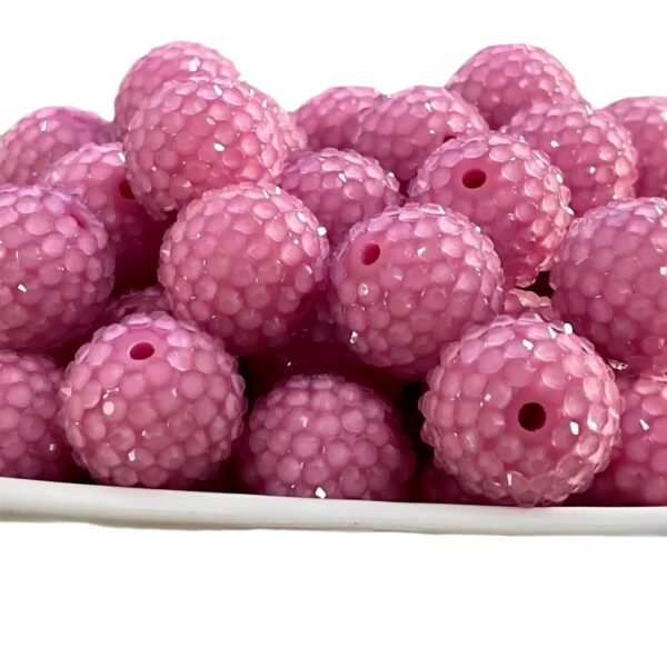 Wholesale 5PCS 20MM Resin Light Rose Red Diamond Ball Beads