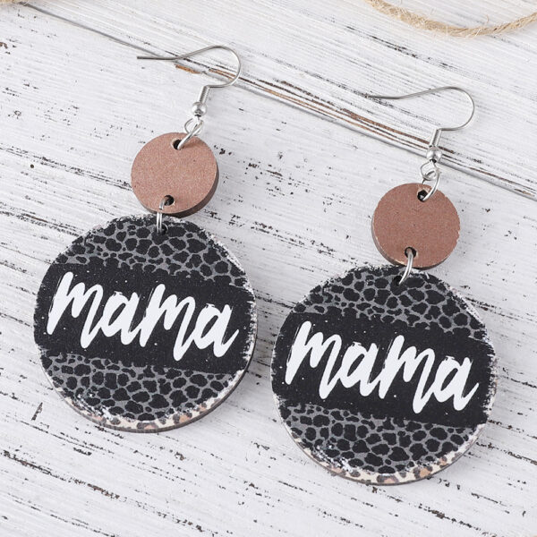 O1CN01nEaOTw1ZzQ6HDKnvb_2214986983265-0-cib Wholesale Mother's Day Leopard GIGI MAMA Pendant Wooden Double-sided Earrings