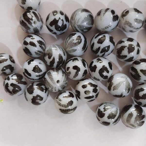 Wholesale 5pcs 20mm Acrylic Cute White Leopard Print Beads