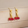 Wholesale Diamond studded red cherry earrings