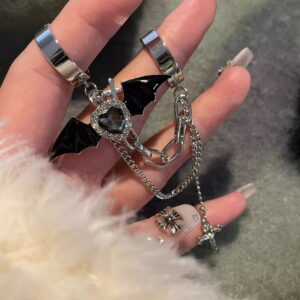 Wholesale Devil Cross Dark Gothic Style Long Chain Ring