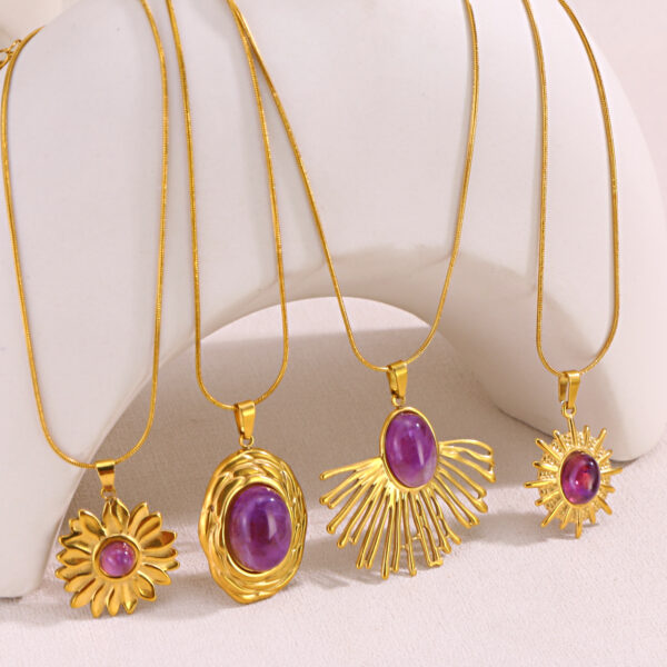 O1CN01nFbjEH1LOs1O2cAu7_2218486551290-0-cib Wholesale 18K Gold-Plated Stainless Steel Pendant Inlaid with Natural Stone Titanium Steel Necklace