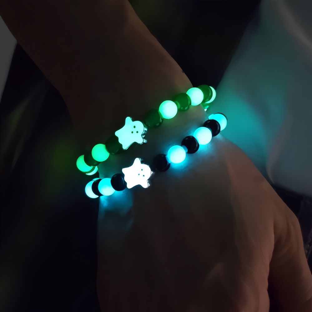 Wholesale Amazon Cross-border Hot Undead Festival Luminous Bracelet Glass Beaded Ghost Luminous Festival Hand Jewelry