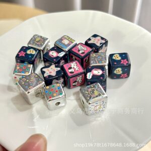 Wholesale Denim print dog star heart square bead