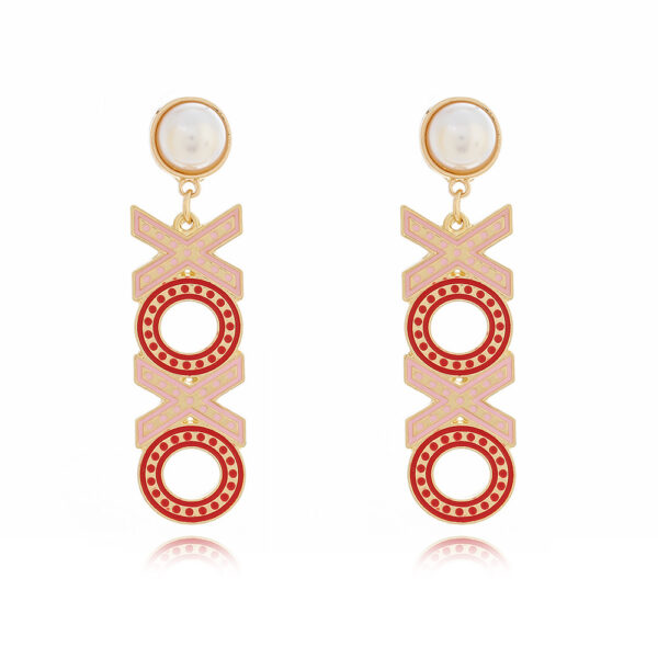 Wholesale European and American Fashion Oil Dripping Xoxo English Letter Pendant Earrings Texture Valentine's Day Letter Earrings Cross-Border Earrings for Women
