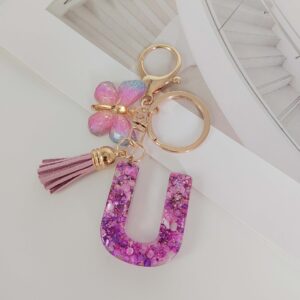 Purple letters-u / Purple letter keychain pendant