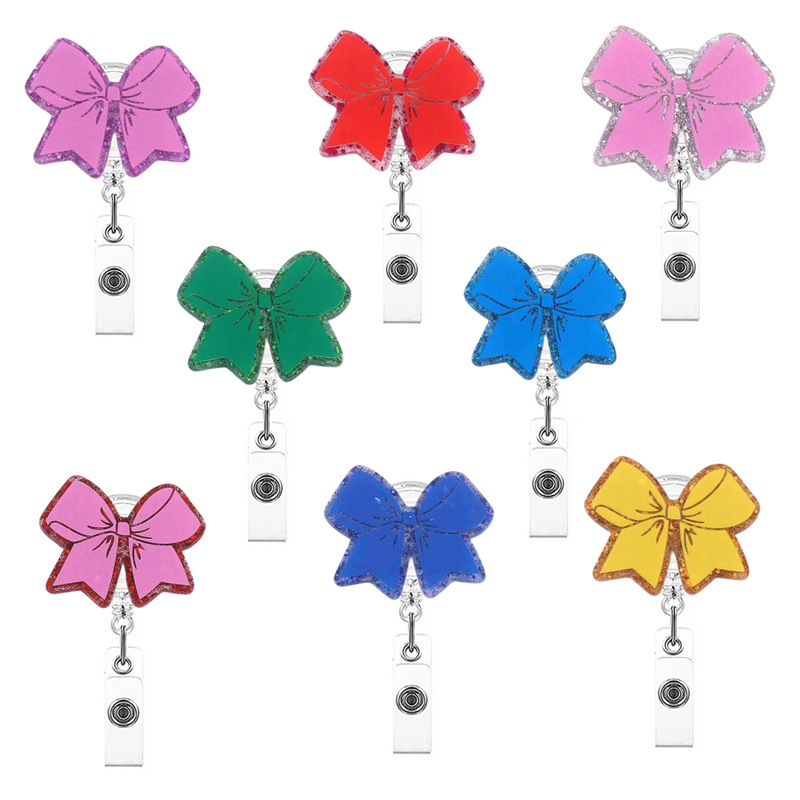 Wholesale New cross-border acrylic badge scroll for nurses and doctors, glittery fun ID badges, retractable badges, easy-pull buckles