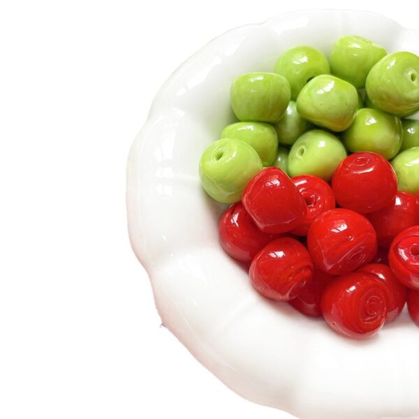 Wholesale 10pcs glass green apple red apple beads