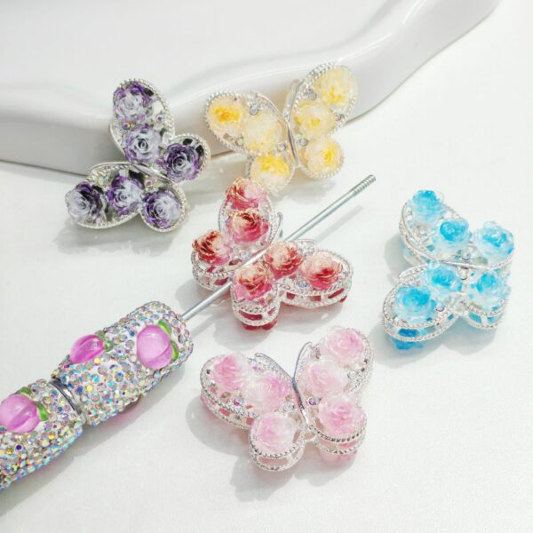 Wholesale 10pcs Retro Rose Butterfly Alloy Diamond Ball Beads