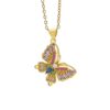 Wholesale Butterfly inlaid zirconia titanium steel necklace