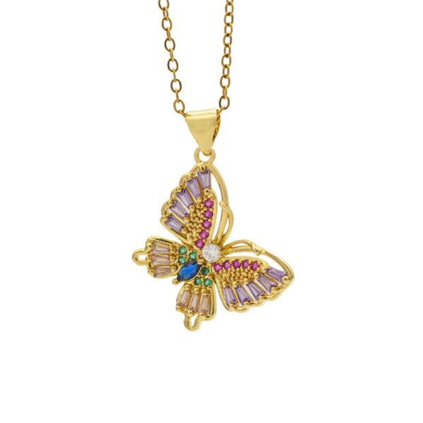 Wholesale Butterfly inlaid zirconia titanium steel necklace