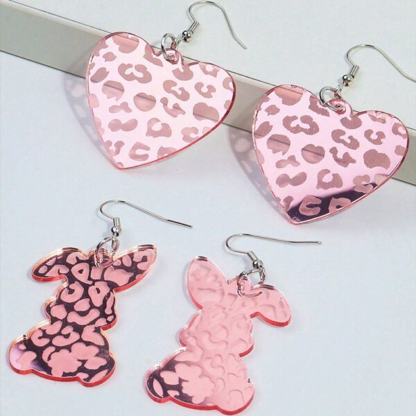 Wholesale Easter Cute Rabbit Peach Heart Acrylic Earrings