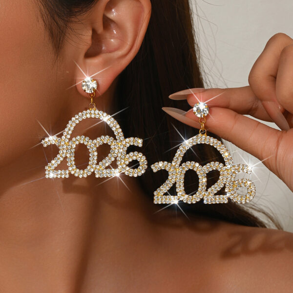 Wholesale 2026 Rhinestone Digital Earrings