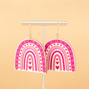 Pink love earrings
