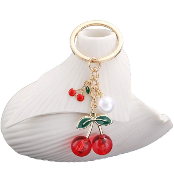 Wholesale pearl red transparent cherry keychain pendant