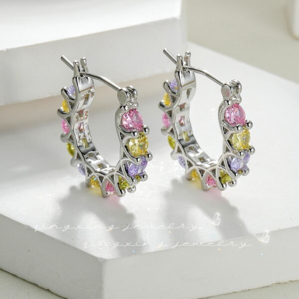 Wholesale Pave Red Corundum Spike Zircon Lace U Shaped Hoop Earrings