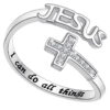 Wholesale Silver engraved cross with adjustable opening ring