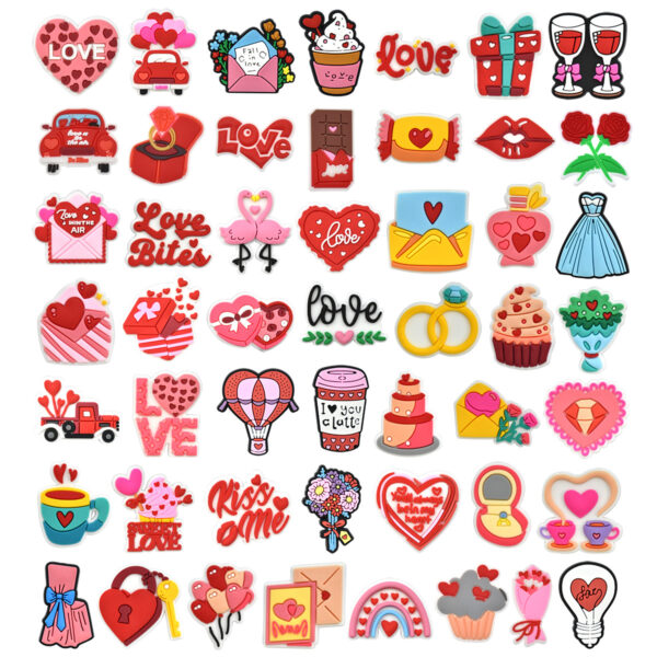 Wholesale Random 100pcs Valentine's Day cartoon hole shoe buckle