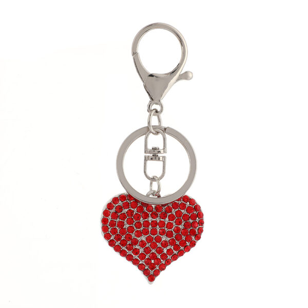 Wholesale Pink and Red Full Diamond Peach Heart Metal Keychain