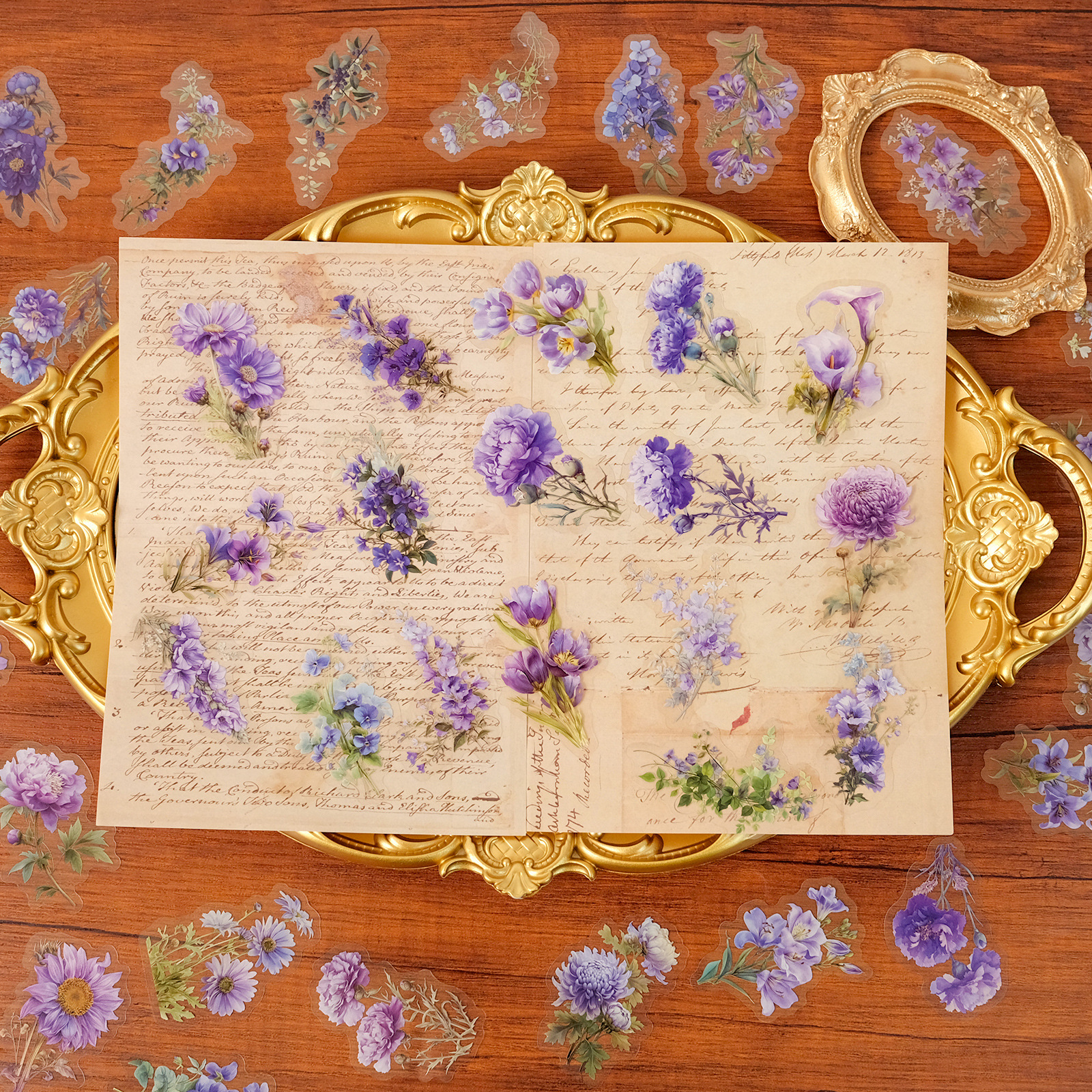Wholesale 50 Purple Lily and Lavender Floral Planner Stickers