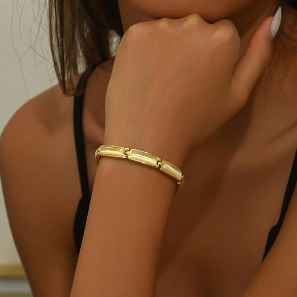 Wholesale Geometric rose gold cat eye stone bracelet