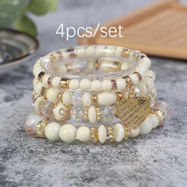 Wholesale Bohemian style crystal peach heart multi-layered bracelet
