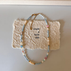 Wholesale Spring and Summer Fresh Light Blue Niche Beaded Necklace