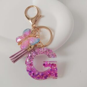 Purple letters-g / Purple letter keychain pendant