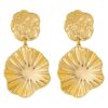 Wholesale Golden circular geometric texture earrings