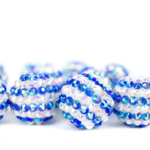 Wholesale 5pcs 20MM Blue Resin Rhinestone Beads 5PCS Bubblegum Beads