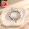 Wholesale Bohemian Blue and White Porcelain Bow Bracelet Set