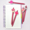 Wholesale Pink Heart Pen Pvc Soft Glue Push-Type Ballpoint Pen DIY Patch Pen Student Stationery