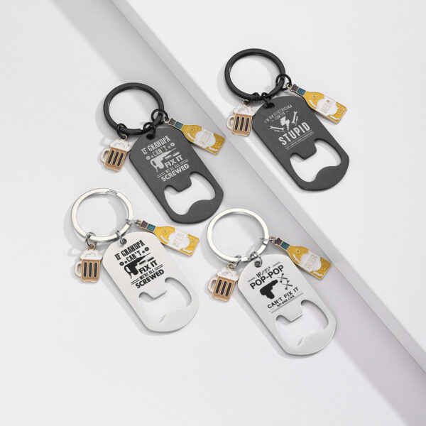 Wholesale Stainless steel engraved bottle opener metal keychain