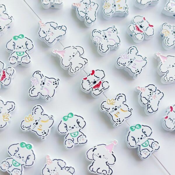 Wholesale Multicolor Cute Painted Alloy Line Puppy DIY Handmade Beaded Mobile Phone Chain Necklace Jewelry Accessories Material