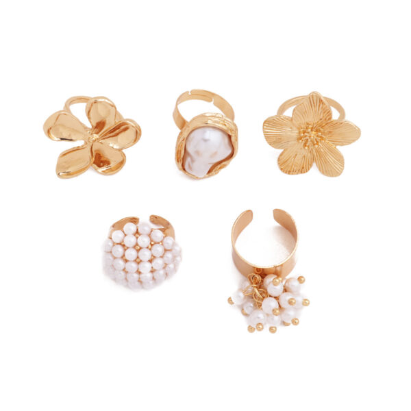 Wholesale Flower Alloy Irregular Pearl Ring