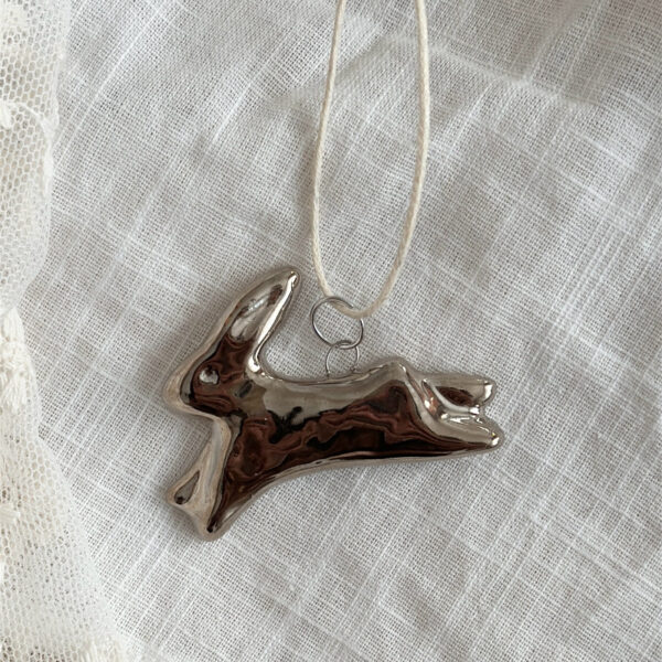 Wholesale Vintage rabbit flower print pendant necklace
