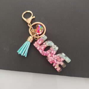 Pink + turquoise key pendant / Love key pendant