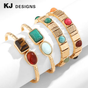 Wholesale Colorful Turquoise Tiger Eye Stone Retro Bracelet