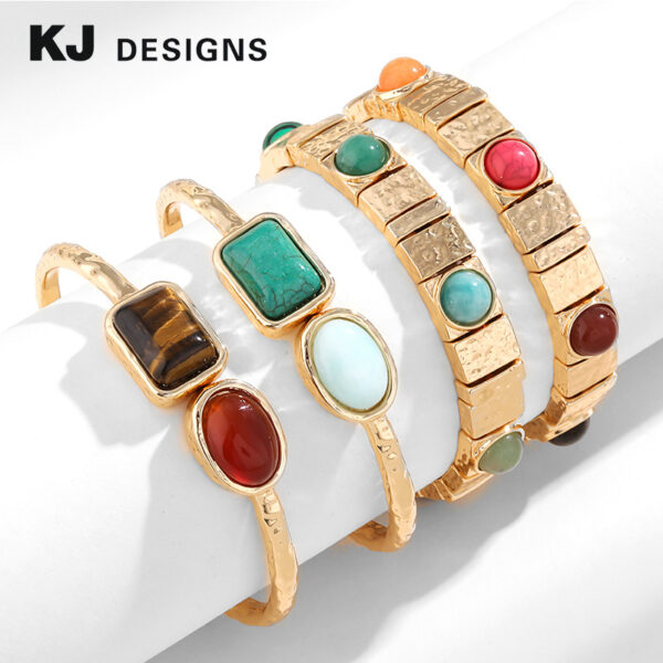 Wholesale Colorful Turquoise Tiger Eye Stone Retro Bracelet