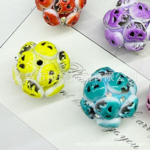 Wholesale Halloween Ghost Head Wearable Straight Hole 3D Focal Beads