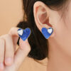 Wholesale Klein Blue Geometric Heart Earrings