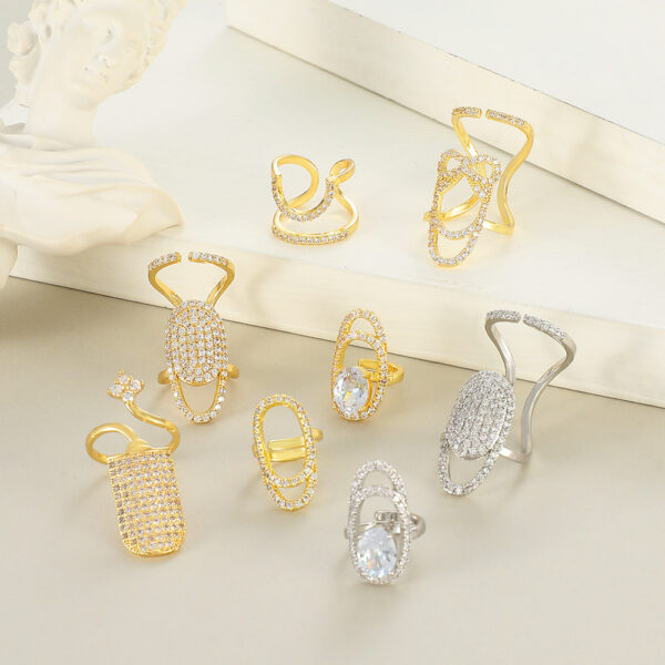 Wholesale Geometric Diamond Opening Nail Ring