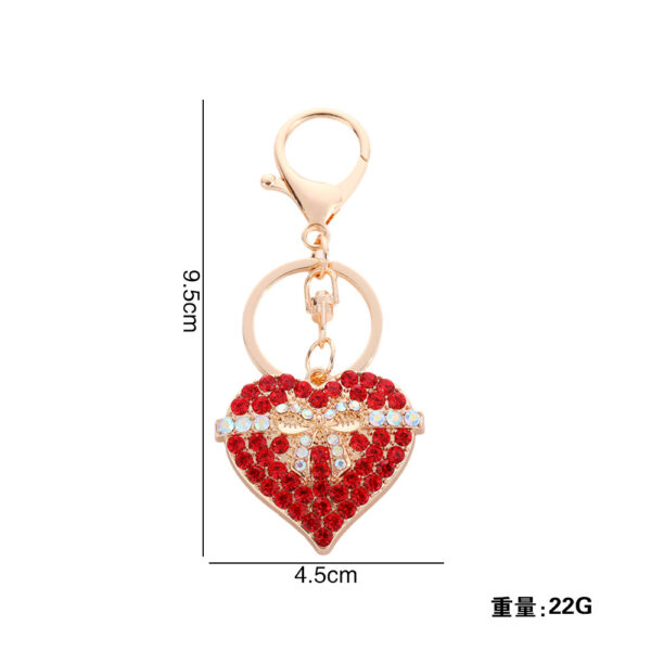 Wholesale Heart shaped bow set with rhinestones Metal Keychain