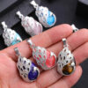 Wholesale Vintage silver-plated cat's eye peacock pendant necklace