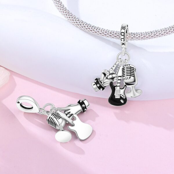 Wholesale Music Sports Series Football Guitar Silver Plated Charms