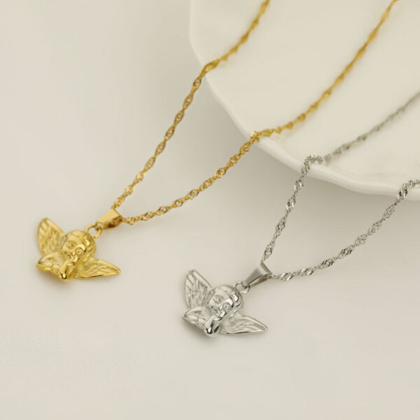 Wholesale Retro cartoon angel titanium steel necklace