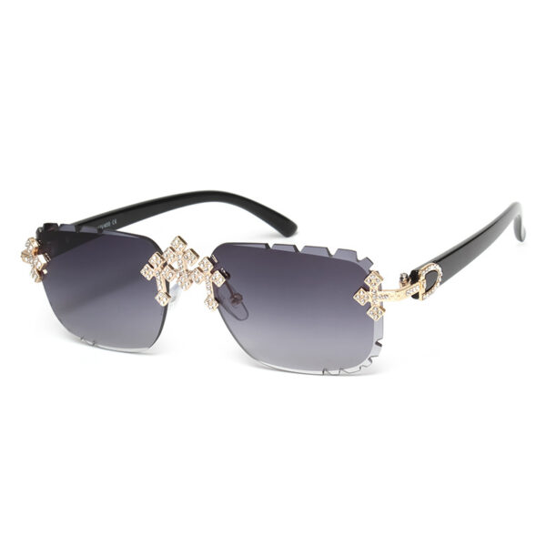 Wholesale Cross studded diamonds frameless Women Sunglasses