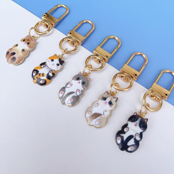 Wholesale Cartoon Cute Printed Cat Metal Keychain