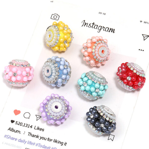 Wholesale 5pcs Five-petal Flower Diamond Bead Ball DIY Jewellery Bead Pen